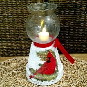 Handmade Cardinal Winter Terra Cotta Decoration, Cardinal, Snowy Winter, EUC